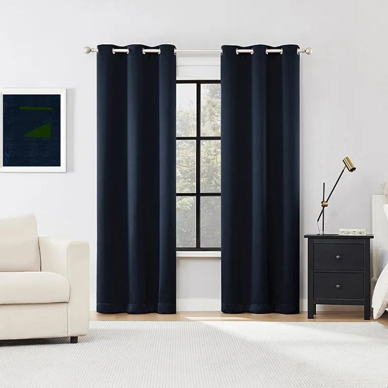 Sun Zero Sheridan Magnetic Closure Grommet Top 100% Blackout Set of 2 Curtain Panel