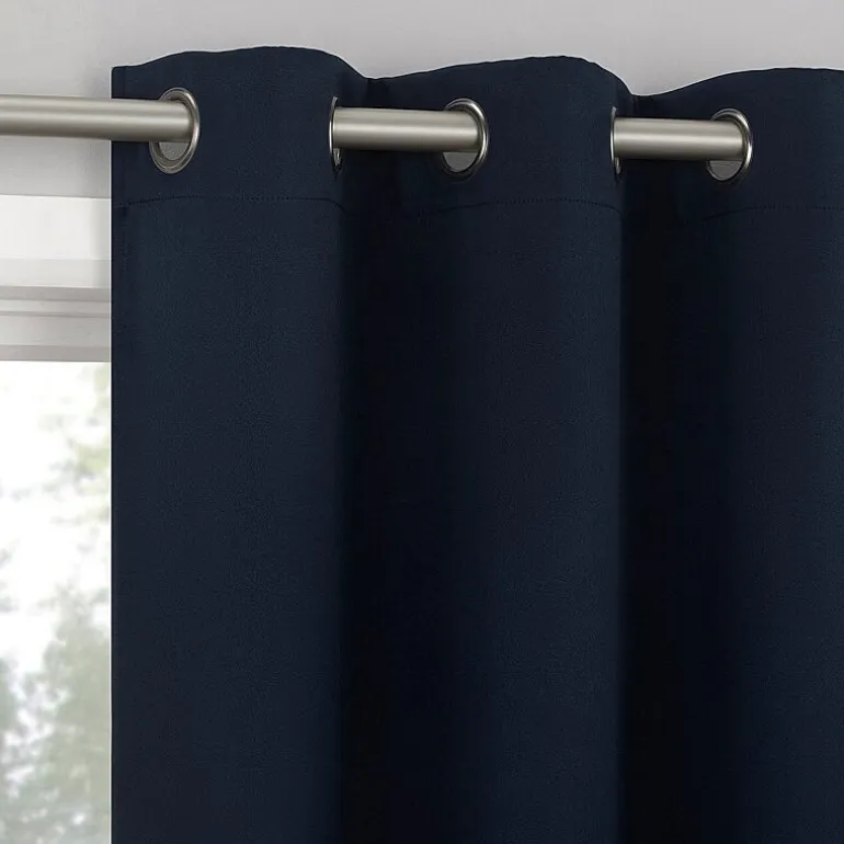 Sun Zero Sheridan Magnetic Closure Grommet Top 100% Blackout Set of 2 Curtain Panel