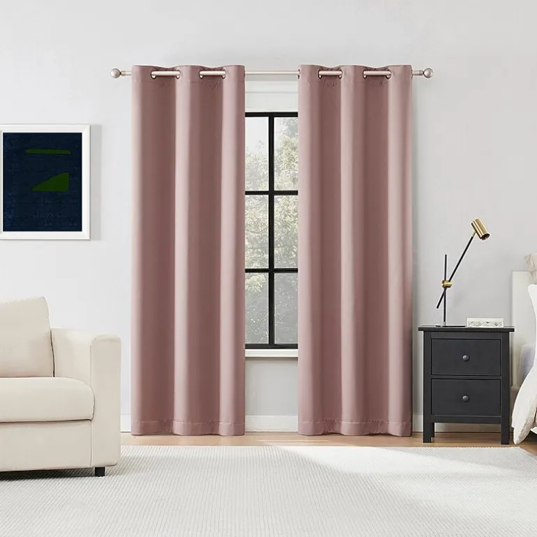 Sun Zero Sheridan Magnetic Closure Grommet Top 100% Blackout Set of 2 Curtain Panel
