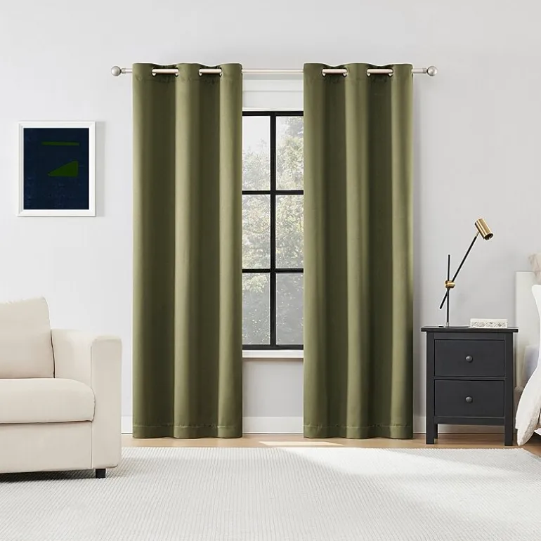 Sun Zero Sheridan Magnetic Closure Grommet Top 100% Blackout Set of 2 Curtain Panel