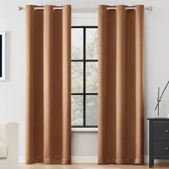 Sun Zero Sheridan Magnetic Closure Grommet Top 100% Blackout Set of 2 Curtain Panel