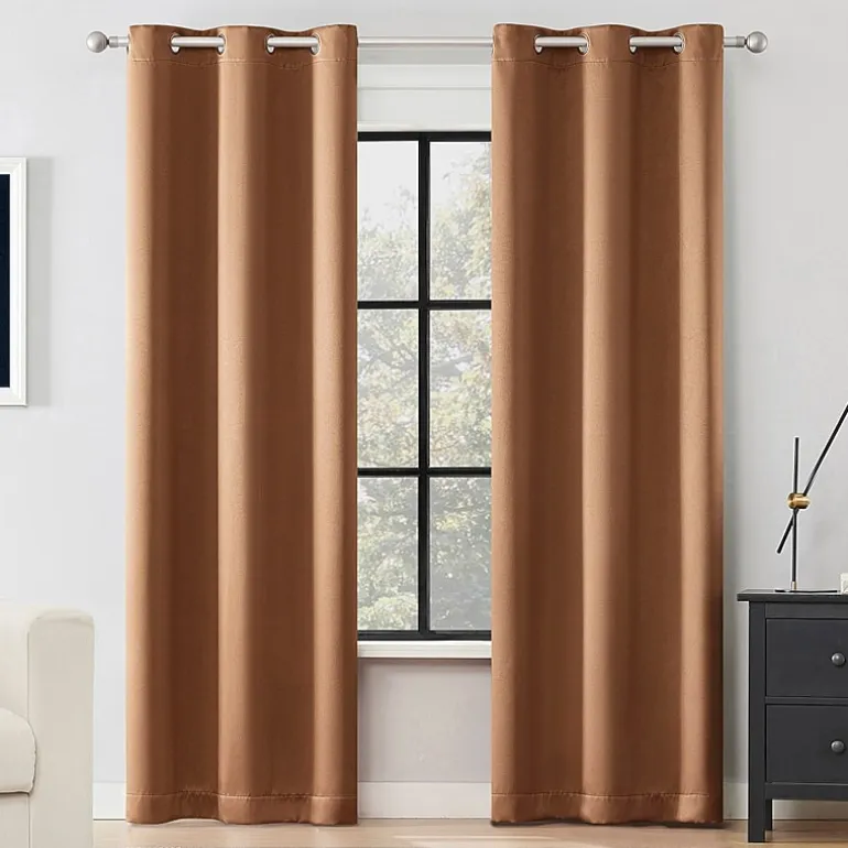 Sun Zero Sheridan Magnetic Closure Grommet Top 100% Blackout Set of 2 Curtain Panel