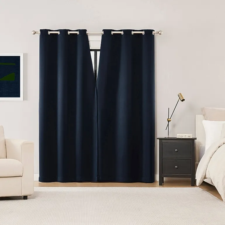 Sun Zero Sheridan Magnetic Closure Grommet Top 100% Blackout Set of 2 Curtain Panel