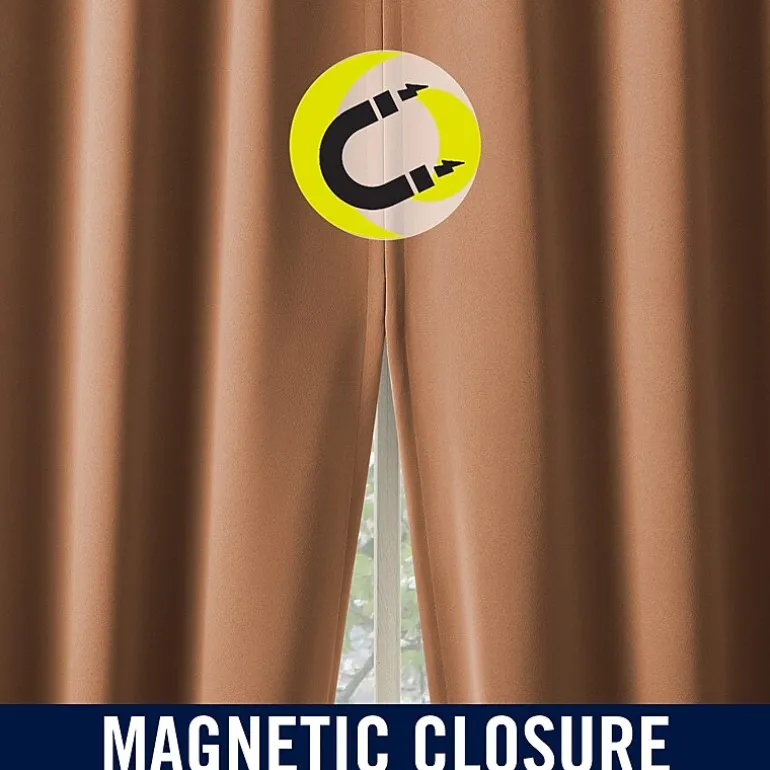 Sun Zero Sheridan Magnetic Closure Grommet Top 100% Blackout Set of 2 Curtain Panel