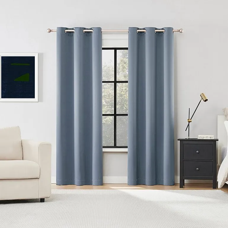 Sun Zero Sheridan Magnetic Closure Grommet Top 100% Blackout Set of 2 Curtain Panel