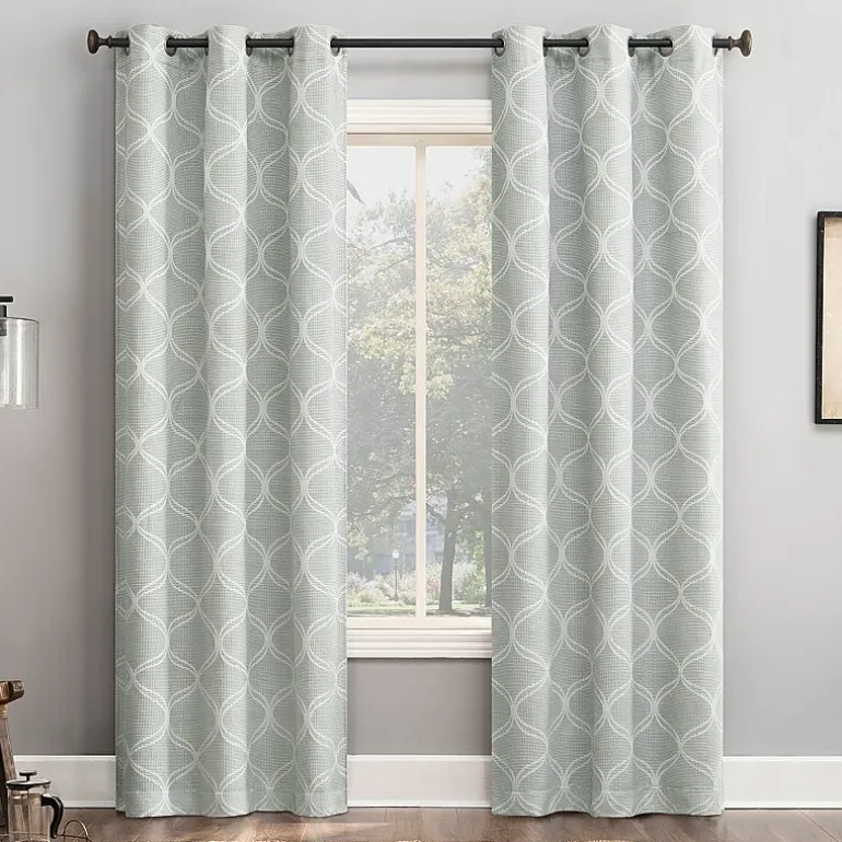 Sun Zero Tikal Woven Ogee Grommet Top Light-Filtering Single Curtain Panel