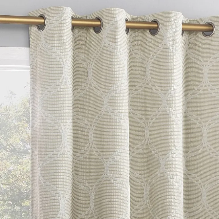 Sun Zero Tikal Woven Ogee Grommet Top Light-Filtering Single Curtain Panel