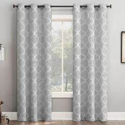 Sun Zero Tikal Woven Ogee Grommet Top Light-Filtering Single Curtain Panel