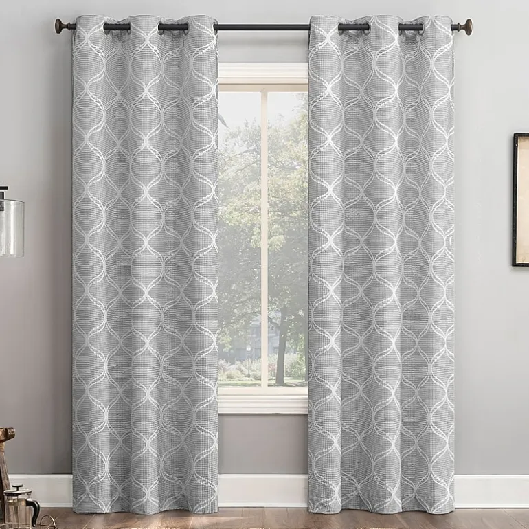 Sun Zero Tikal Woven Ogee Grommet Top Light-Filtering Single Curtain Panel