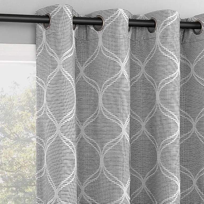 Sun Zero Tikal Woven Ogee Grommet Top Light-Filtering Single Curtain Panel