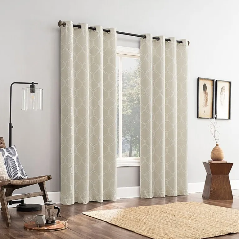 Sun Zero Tikal Woven Ogee Grommet Top Light-Filtering Single Curtain Panel
