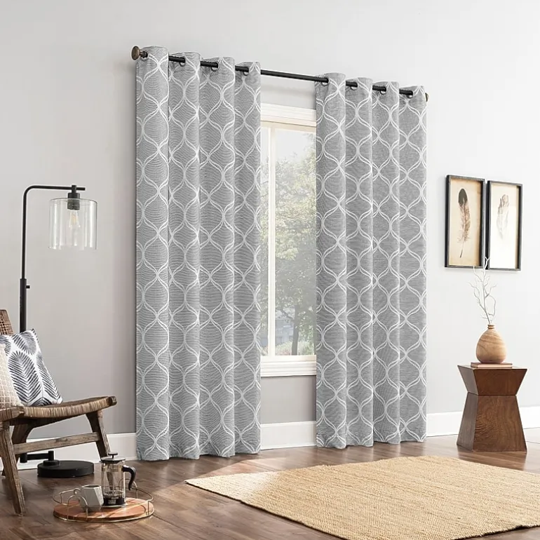Sun Zero Tikal Woven Ogee Grommet Top Light-Filtering Single Curtain Panel