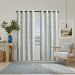Sun Zero Tikal Woven Ogee Grommet Top Light-Filtering Single Curtain Panel
