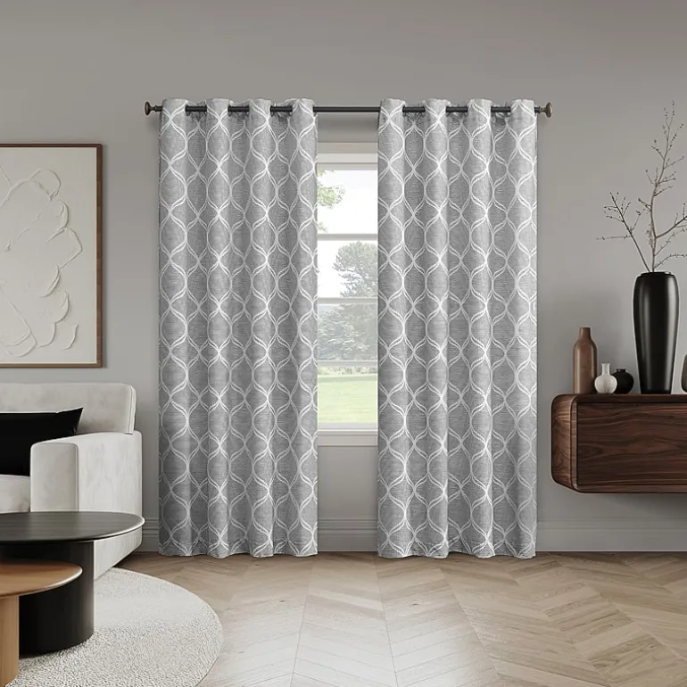 Sun Zero Tikal Woven Ogee Grommet Top Light-Filtering Single Curtain Panel