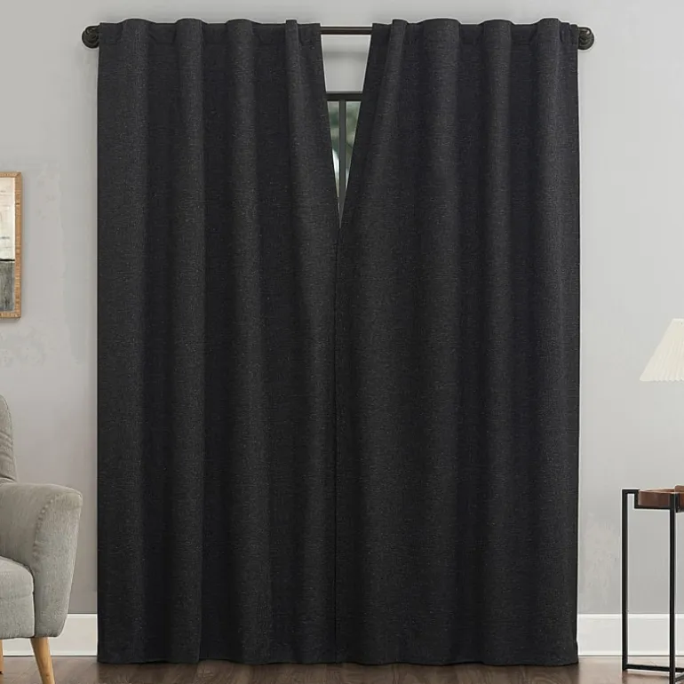 Sun Zero Treviso Back Tab Energy Saving 100% Blackout Single Curtain Panel