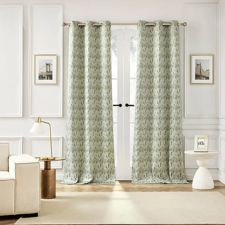 Sun Zero Vernon Monochrome Brushstrokes Magnetic Closure Grommet Top 100% Blackout Set of 2 Curtain Panel