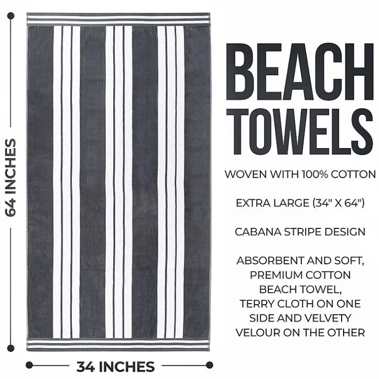SUPERIOR® Cabana Collection |100% Cotton Quick Dry 2 Piece Beach Towel Set