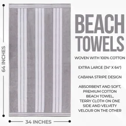 SUPERIOR® Cabana Collection |100% Cotton Quick Dry 2 Piece Beach Towel Set