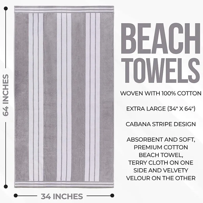 SUPERIOR® Cabana Collection |100% Cotton Quick Dry 2 Piece Beach Towel Set