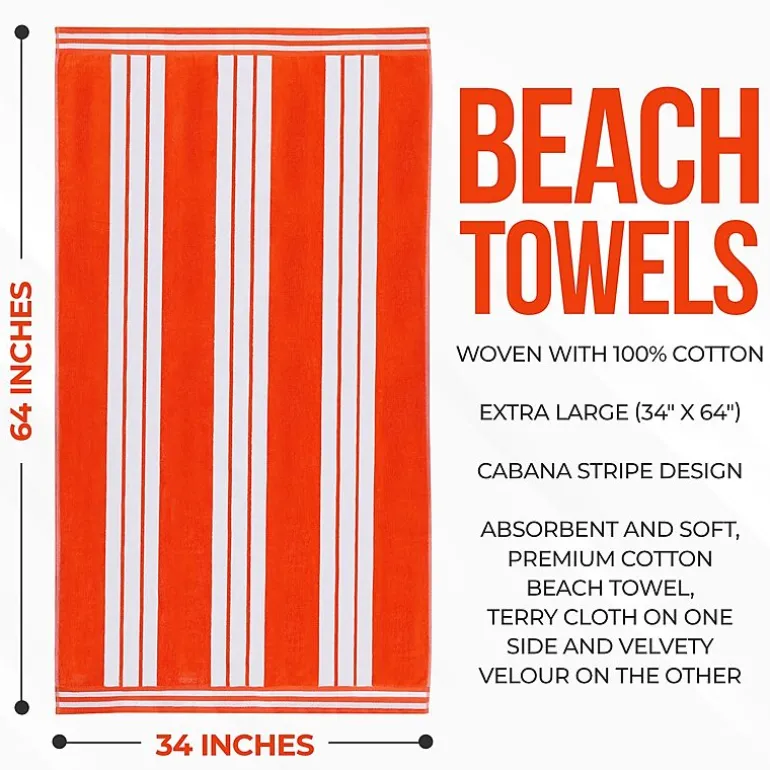 SUPERIOR® Cabana Collection |100% Cotton Quick Dry 2 Piece Beach Towel Set