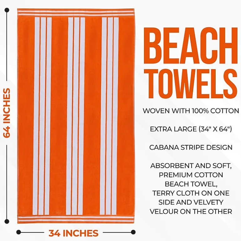 SUPERIOR® Cabana Collection |100% Cotton Quick Dry 2 Piece Beach Towel Set