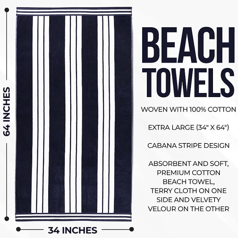 SUPERIOR® Cabana Collection |100% Cotton Quick Dry 2 Piece Beach Towel Set