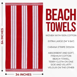 SUPERIOR® Cabana Collection |100% Cotton Quick Dry 2 Piece Beach Towel Set