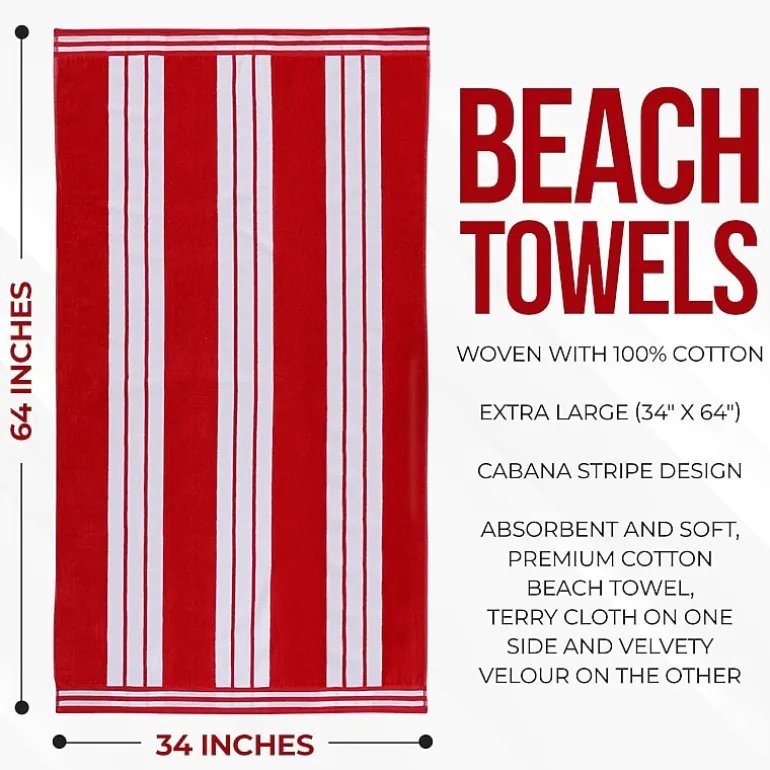SUPERIOR® Cabana Collection |100% Cotton Quick Dry 2 Piece Beach Towel Set