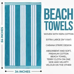SUPERIOR® Cabana Collection |100% Cotton Quick Dry 2 Piece Beach Towel Set