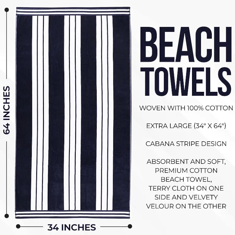 SUPERIOR® Cabana Collection | 100% Cotton Quick Dry Beach Towel