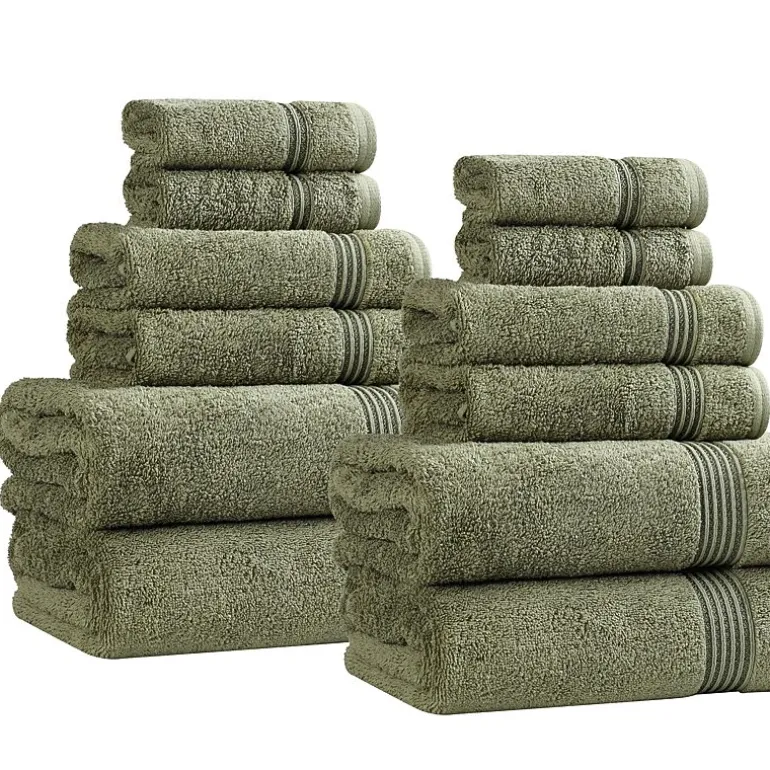 SUPERIOR® Heritage Collection | Luxury Egyptian Cotton 12-pc. Quick Dry Solid Bath Towel Set