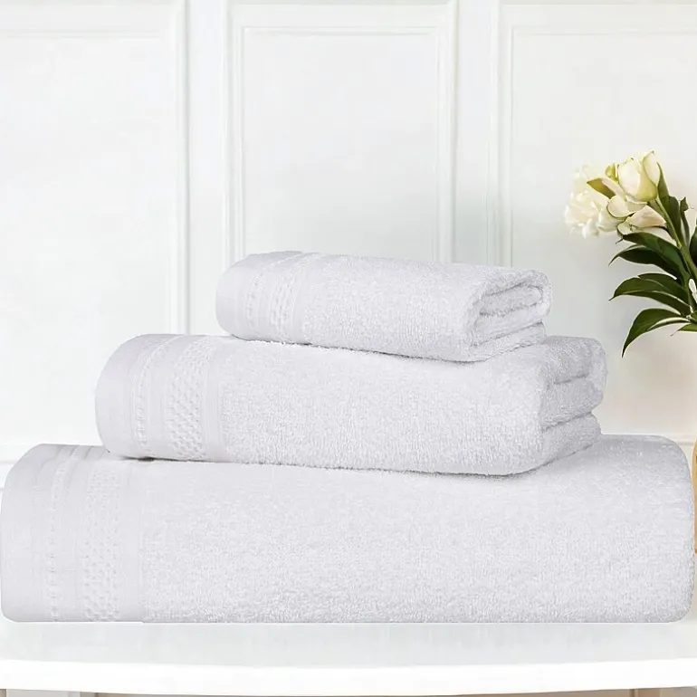 SUPERIOR® Honeycomb Collection | 100% Combed Cotton 3-pc. Quick Dry Bath Towel Set