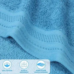 SUPERIOR® Honeycomb Collection | 100% Combed Cotton 3-pc. Quick Dry Bath Towel Set