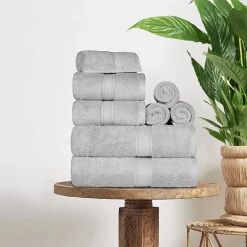 SUPERIOR® Madeline Collection | Plush Egyptian Cotton 8-pc. Quick Dry Solid Bath Towel Set
