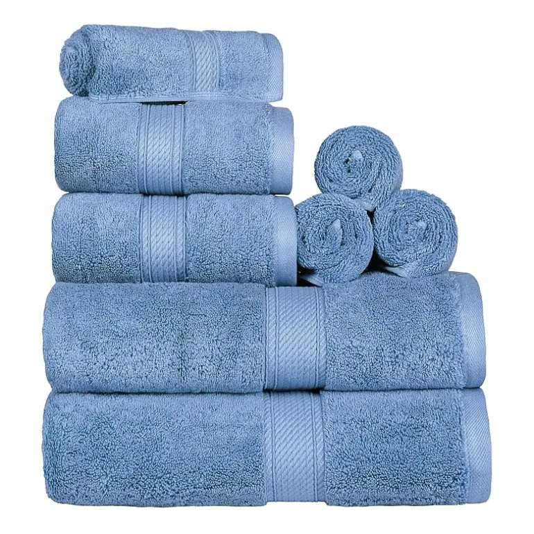 SUPERIOR® Madeline Collection | Plush Egyptian Cotton 8-pc. Quick Dry Solid Bath Towel Set