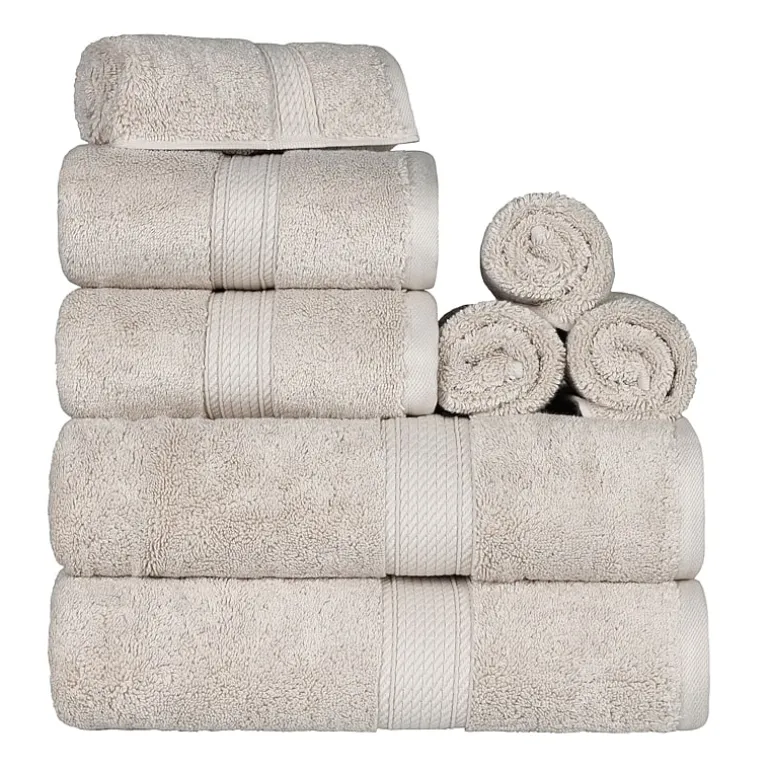 SUPERIOR® Madeline Collection | Plush Egyptian Cotton 8-pc. Quick Dry Solid Bath Towel Set