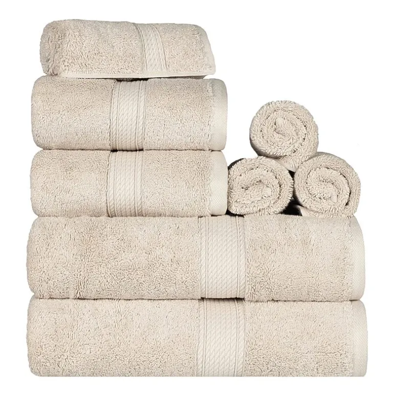 SUPERIOR® Madeline Collection | Plush Egyptian Cotton 8-pc. Quick Dry Solid Bath Towel Set