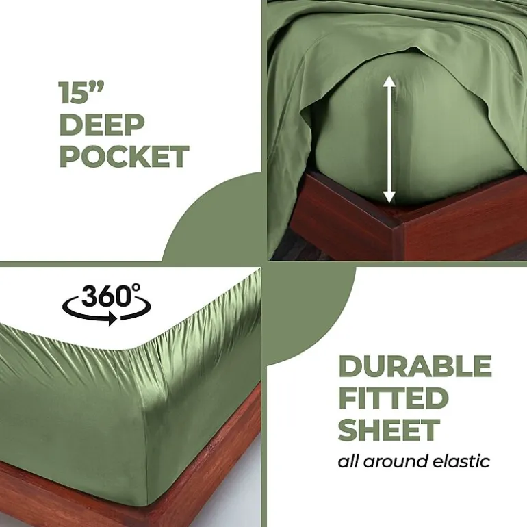 SUPERIOR® Rayon From Bamboo Cooling Silky 300tc Deep Pocket Sheet Set