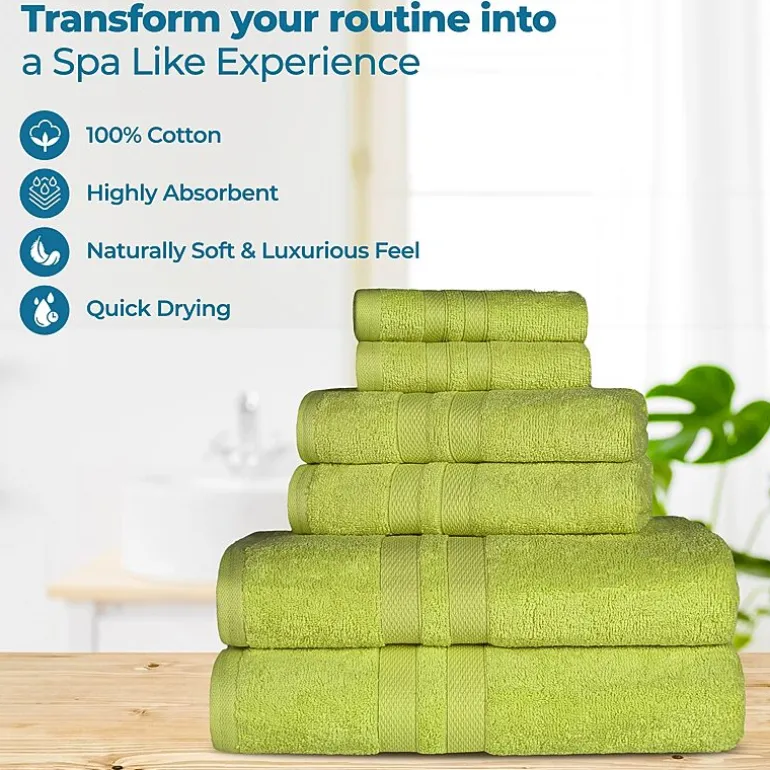 SUPERIOR® Ultra Collection | 100% Cotton 6-pc. Quick Dry Solid Bath Towel Set