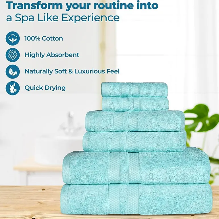 SUPERIOR® Ultra Collection | 100% Cotton 6-pc. Quick Dry Solid Bath Towel Set