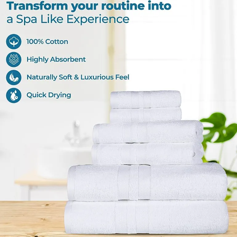 SUPERIOR® Ultra Collection | 100% Cotton 6-pc. Quick Dry Solid Bath Towel Set