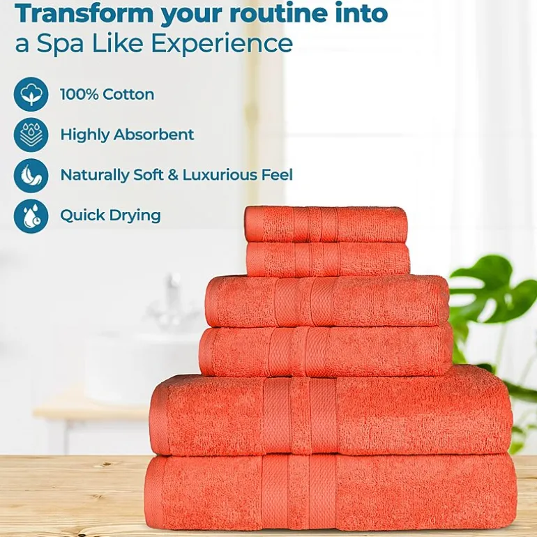 SUPERIOR® Ultra Collection | 100% Cotton 6-pc. Quick Dry Solid Bath Towel Set