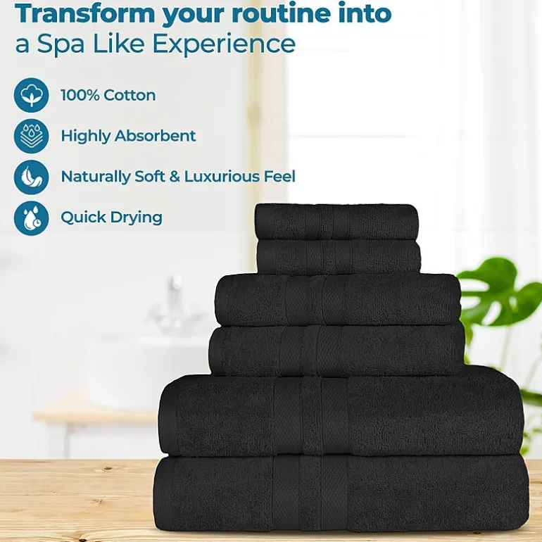 SUPERIOR® Ultra Collection | 100% Cotton 6-pc. Quick Dry Solid Bath Towel Set