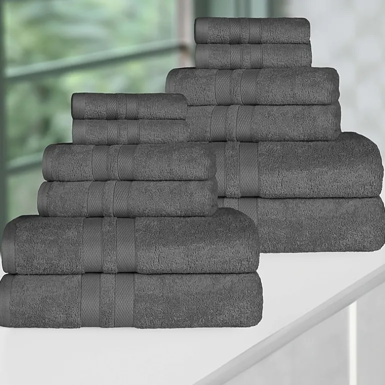 SUPERIOR® Ultra Collection | 100% Cotton 12-pc. Quick Dry Solid Bath Towel Set