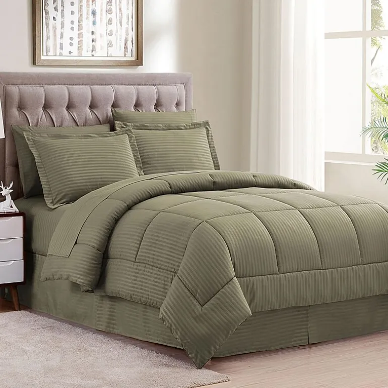 Sweet Home Collection™ Embossed Dobby Stripe Bed In A Bag All Season Complete Set