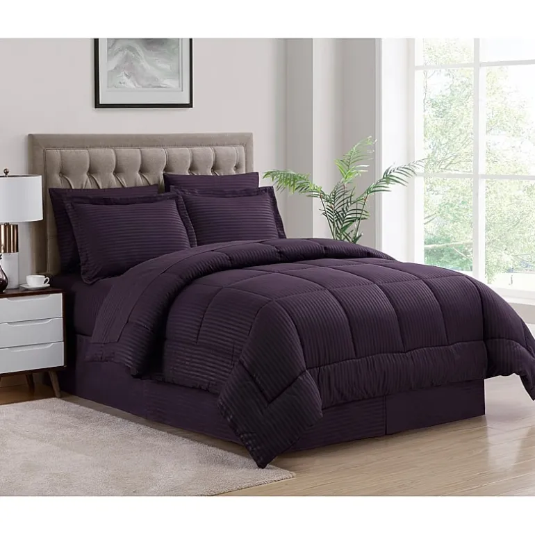 Sweet Home Collection™ Embossed Dobby Stripe Bed In A Bag All Season Complete Set