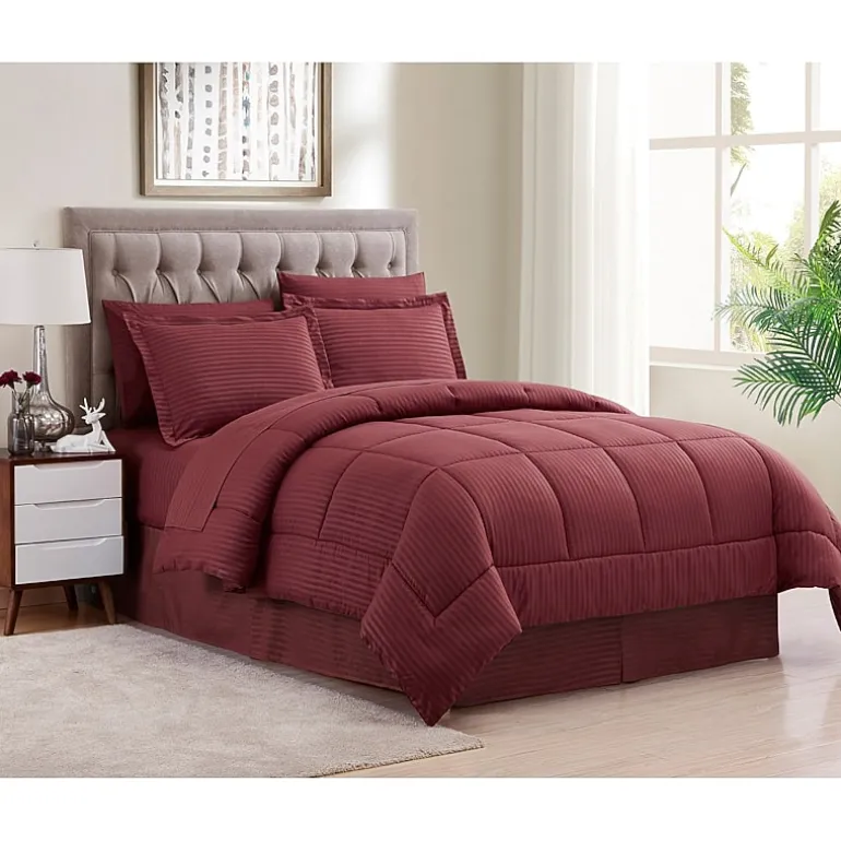 Sweet Home Collection™ Embossed Dobby Stripe Bed In A Bag All Season Complete Set