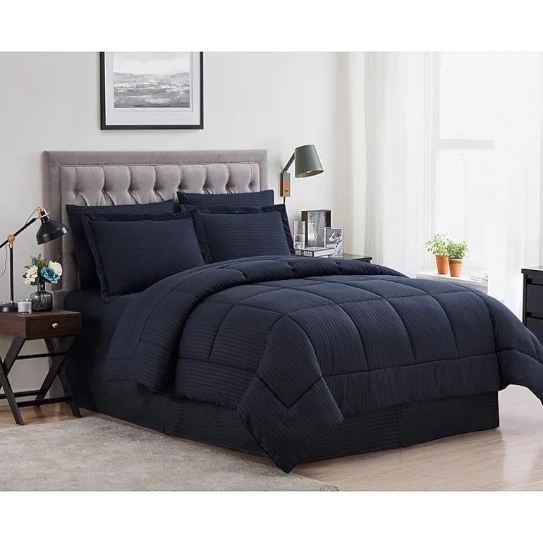 Sweet Home Collection™ Embossed Dobby Stripe Bed In A Bag All Season Complete Set