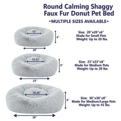 Sweet Home Collection 20in Black Round Calming Faux Fur Donut Pet Bed