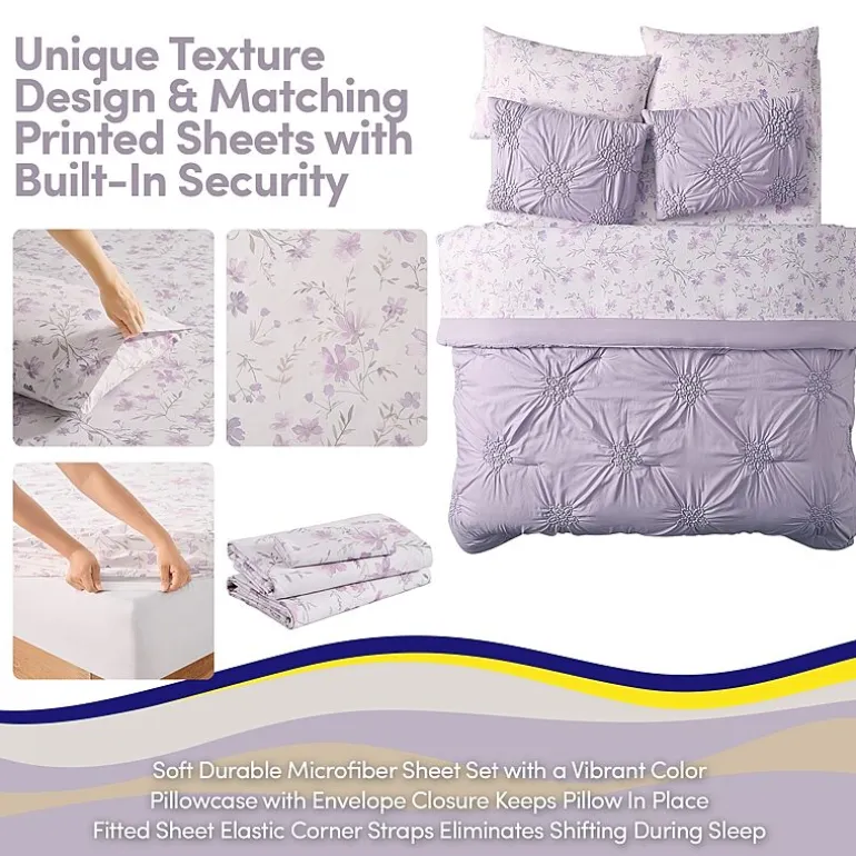Sweet Home Collection Pintuck Floral Kids Bedding Set Down Alternative Comforter Set